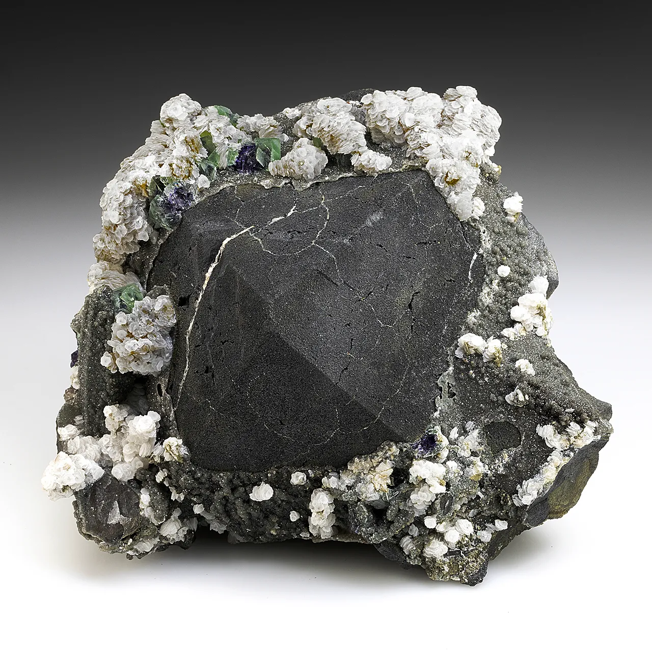 Magnetite with Calcite, Quartz, Fluorite - image 1