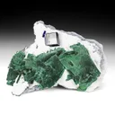 Malachite after Azurite with Azurite, Dickite - image 1