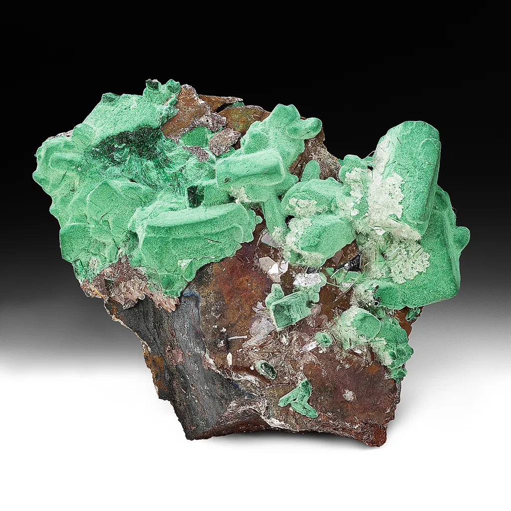 Malachite after Azurite with Barite image