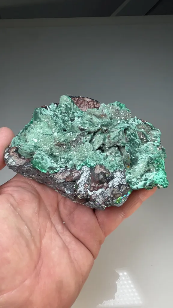 Malachite after Azurite with Barite - image 2