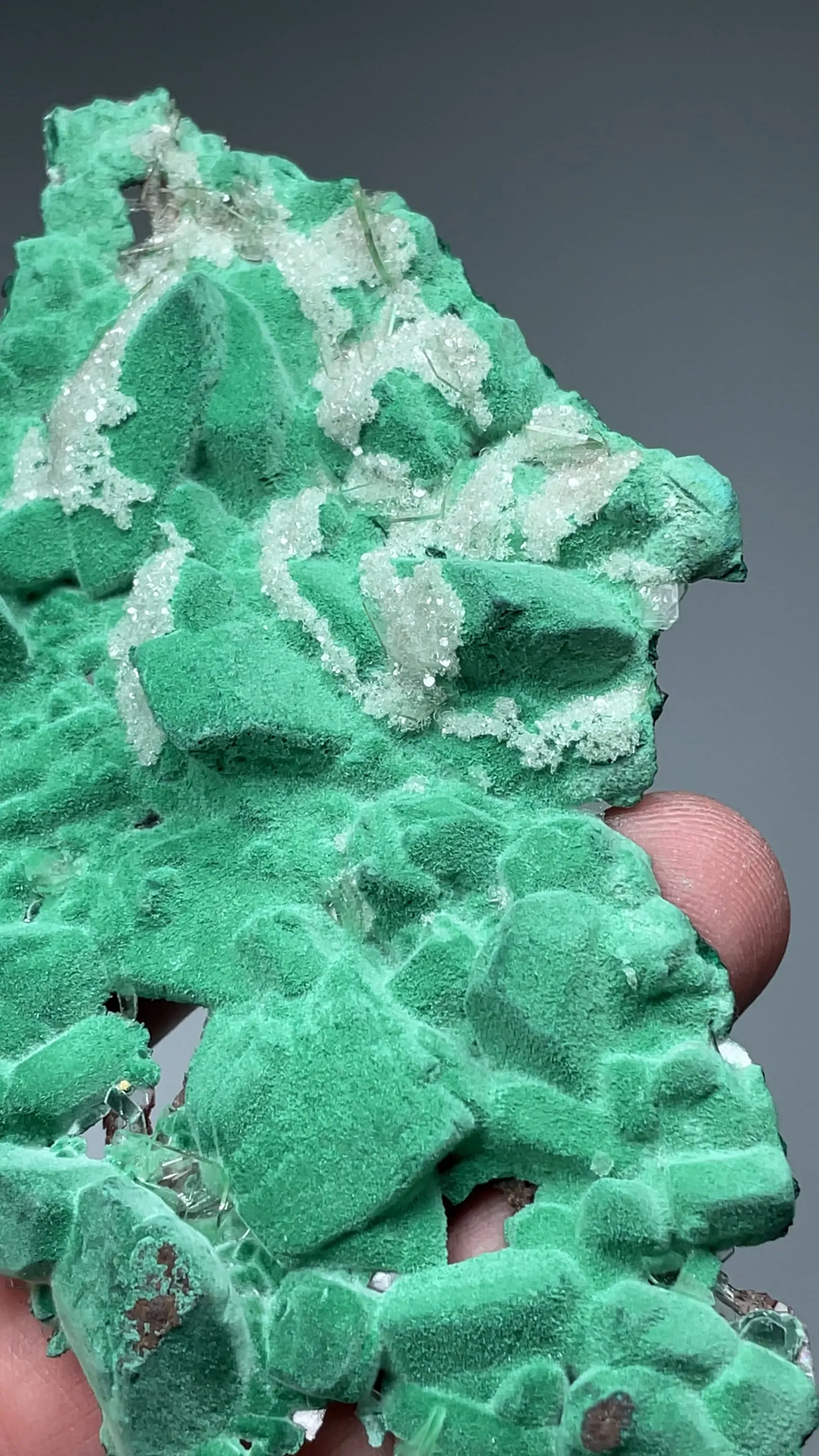 Malachite after Azurite with Barite - image 2