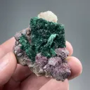 Malachite after Azurite with Calcite - image 2