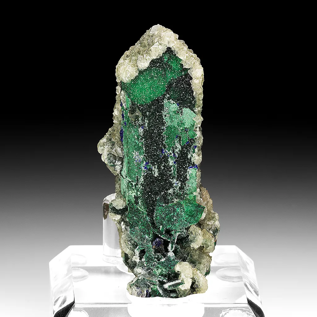 Malachite after Azurite with Calcite image
