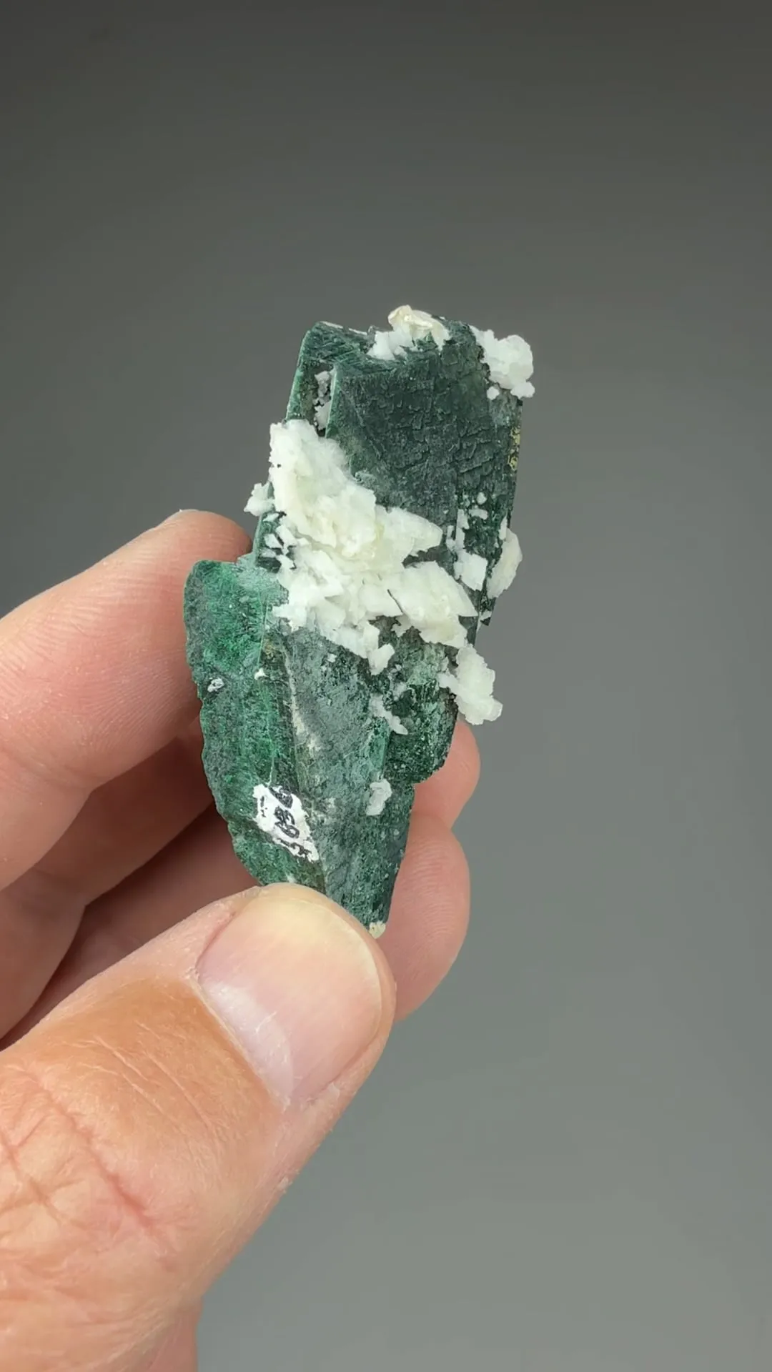 Malachite after Azurite with Calcite - image 2