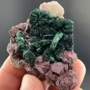 Malachite after Azurite with Calcite - image 2