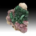 Malachite after Azurite with Calcite - image 1