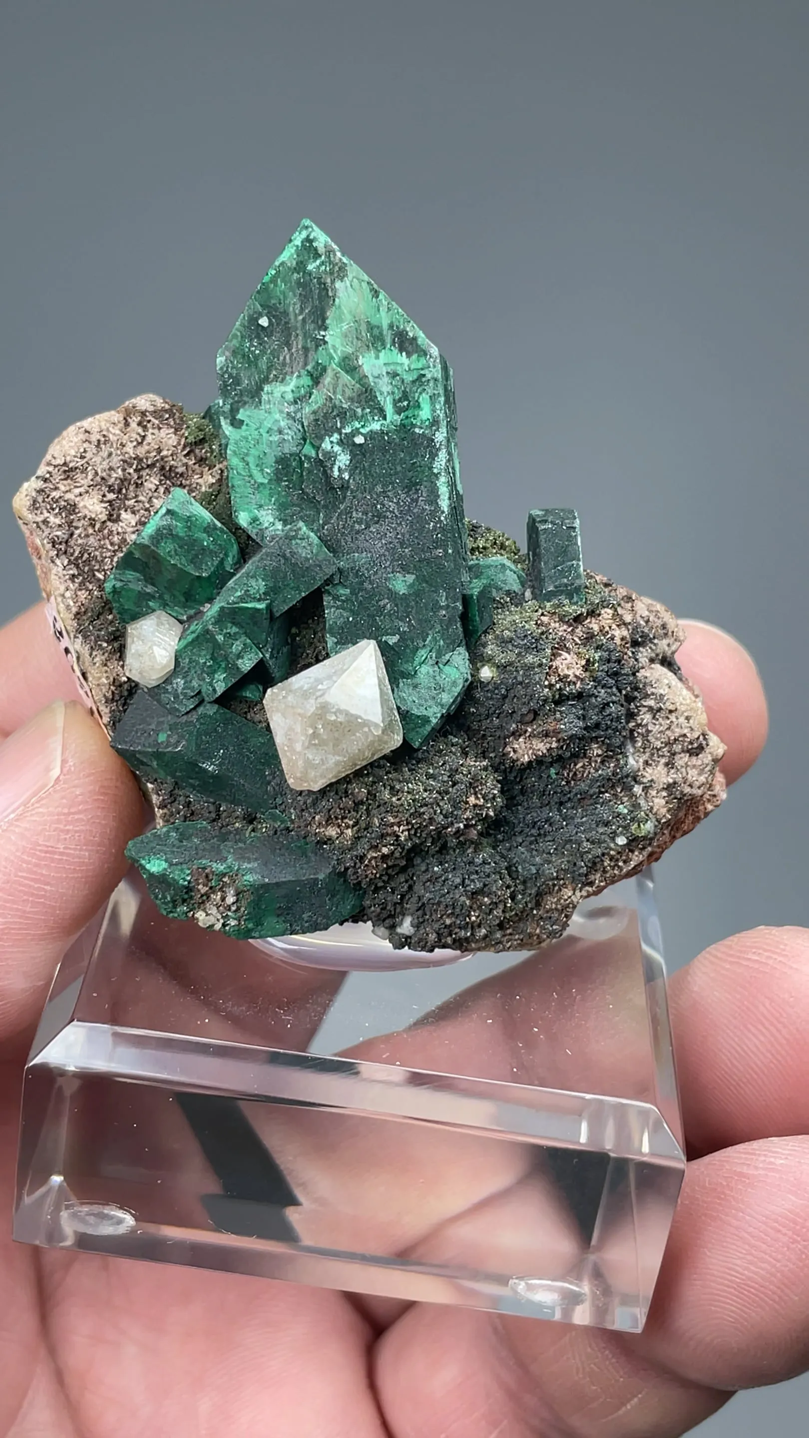 Malachite after Azurite with Cerussite - image 2