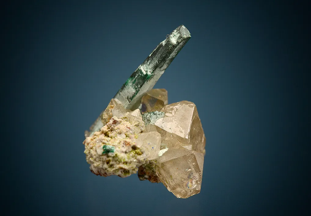 Malachite after Azurite with Cerussite - image 4