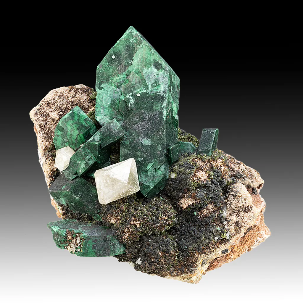 Malachite after Azurite with Cerussite image