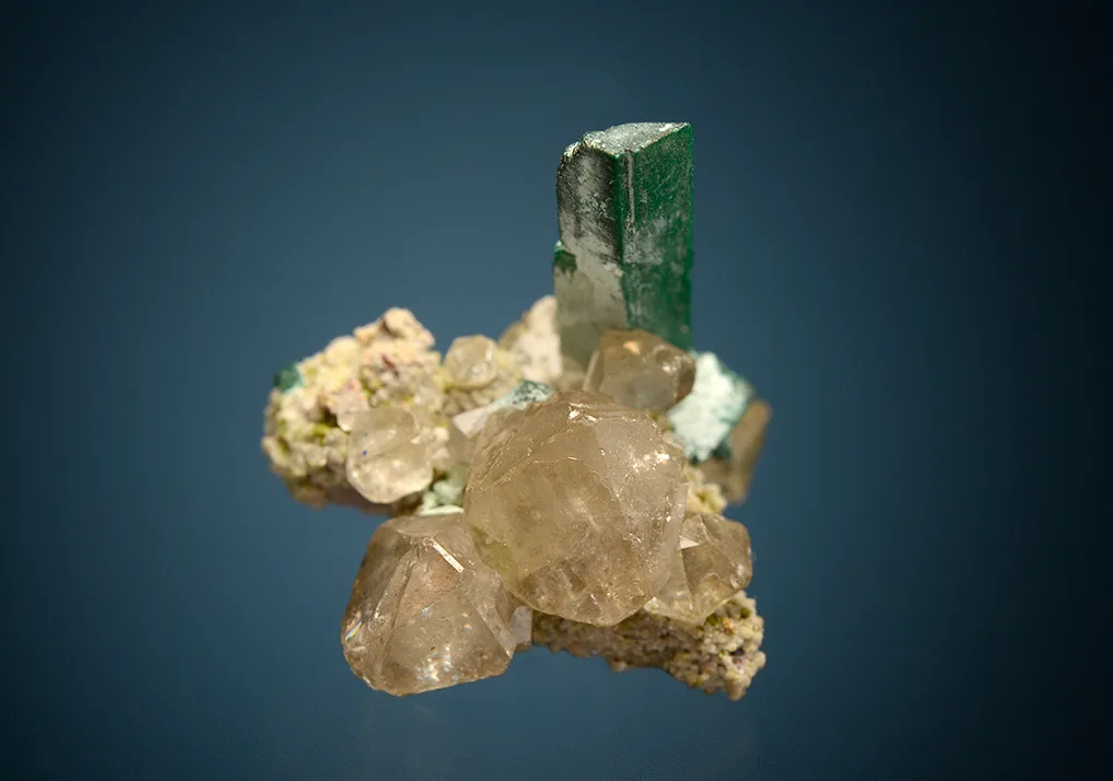 Malachite after Azurite with Cerussite - image 3