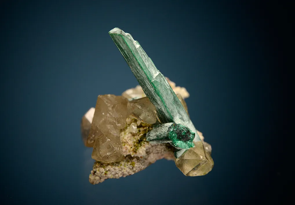 Malachite after Azurite with Cerussite - image 2