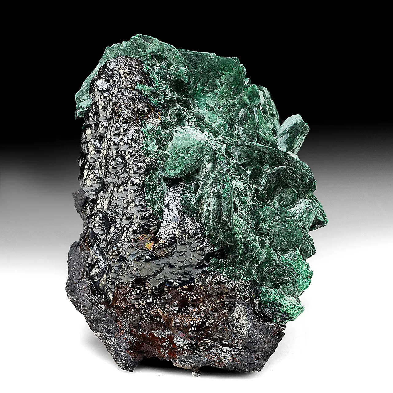 Malachite after Azurite with Goethite - image 1