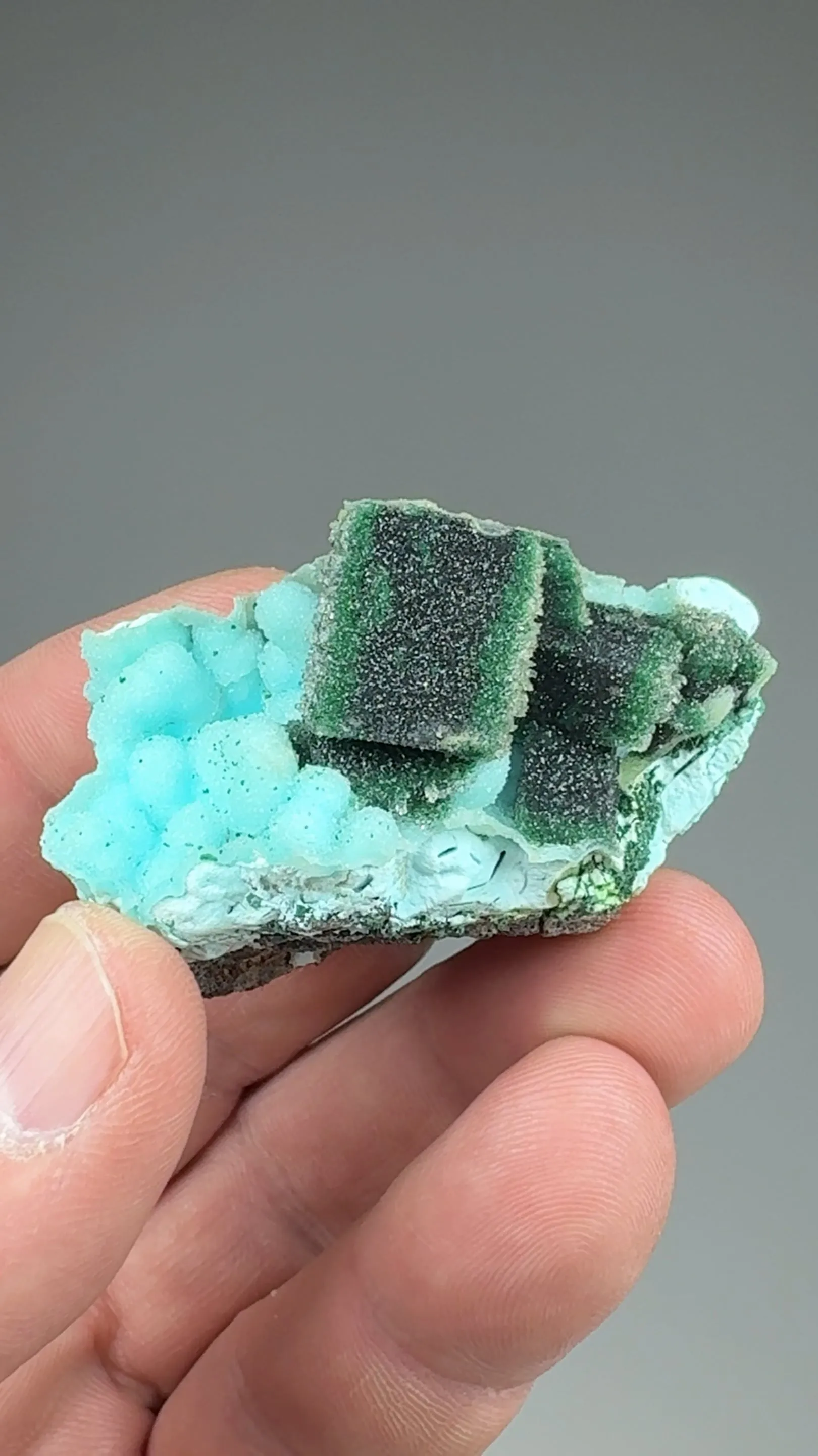Malachite after Azurite with Quartz, Chrysocolla after Azurite - image 2