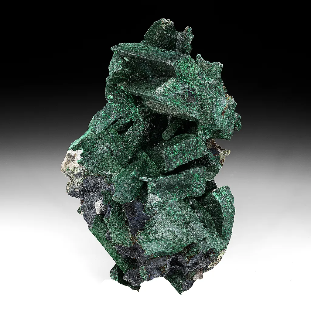 Malachite after Azurite with Tennantite, Quartz image