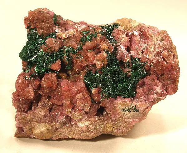 Malachite, Calcite (Var: Cobaltoan Calcite) image