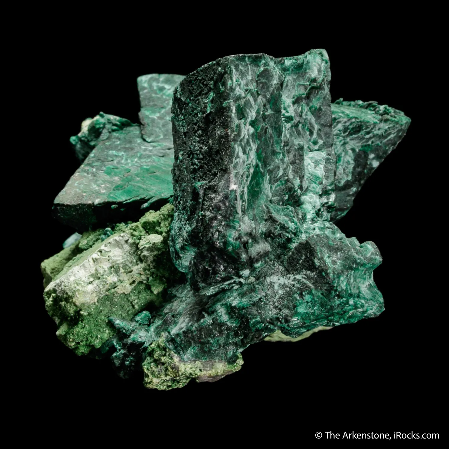 Malachite ps. after Azurite on Mottramite - image 3