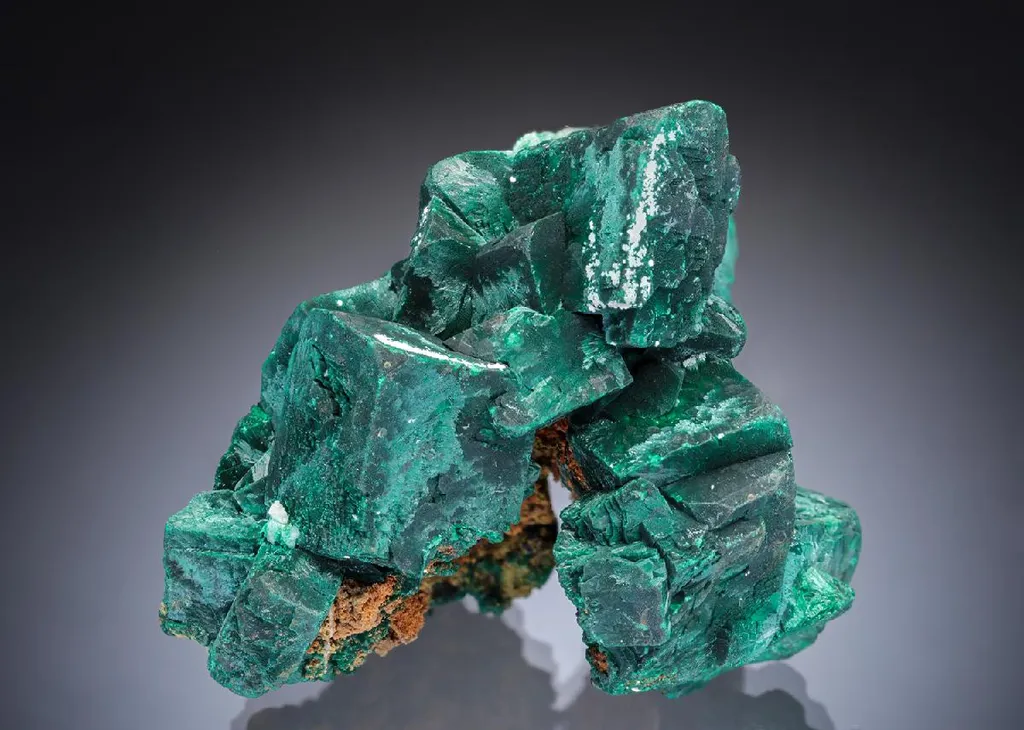 MALACHITE ps. after AZURITE with AZURITE and CERUSSITE