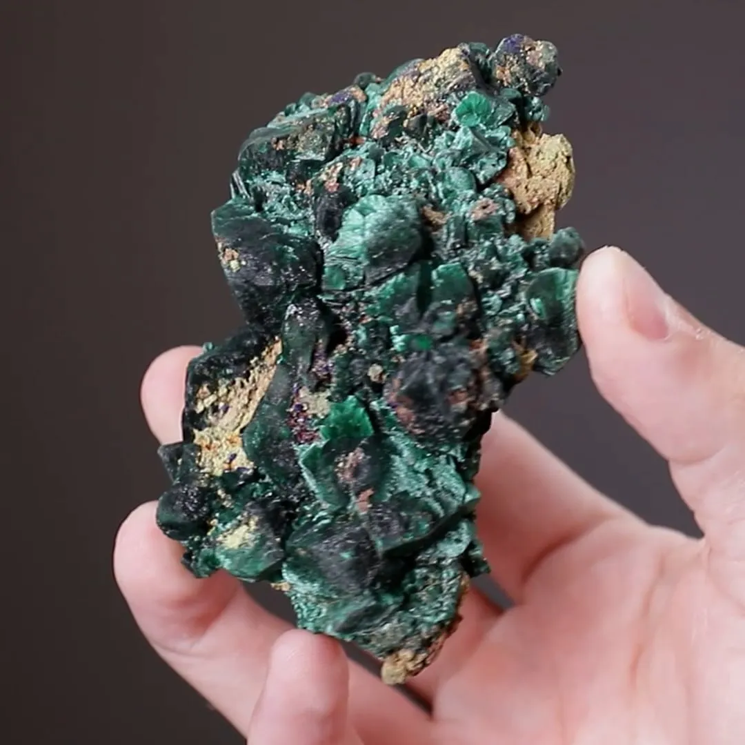 Malachite ps. after Azurite with Azurite with Duftite - image 2