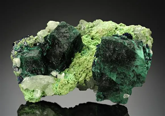 Malachite ps. after Azurite with Bayldonite and Cerussite - image 1