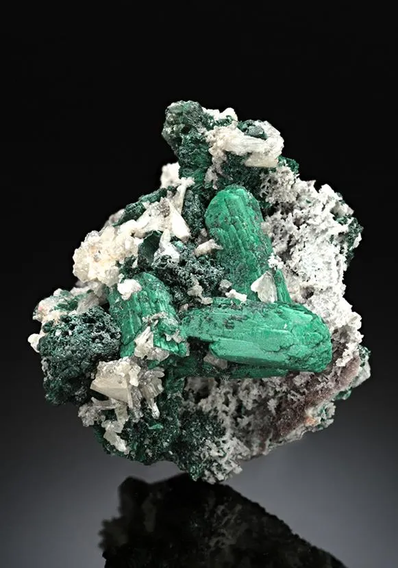 Malachite ps. after Azurite with Cerussite - image 1