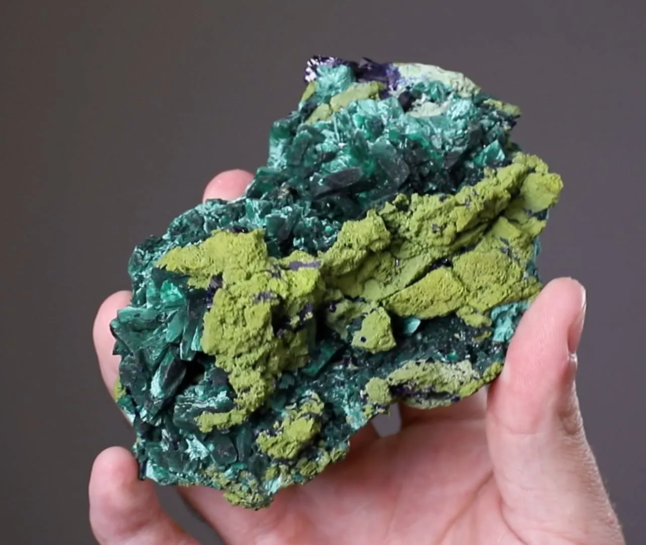 MALACHITE ps. after AZURITE with GARTRELLITE with AZURITE - image 2