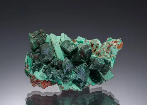 Malachite ps. after Azurite with Rosasite