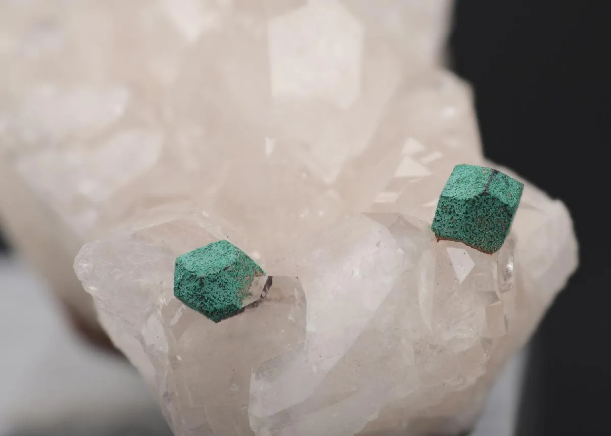 Malachite ps. after Cuprite on Calcite - image 1