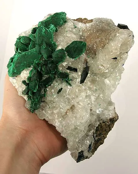 Malachite Ps. Azurite on Calcite - image 3
