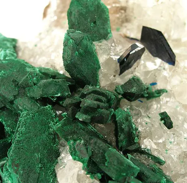 Malachite Ps. Azurite on Calcite - image 4
