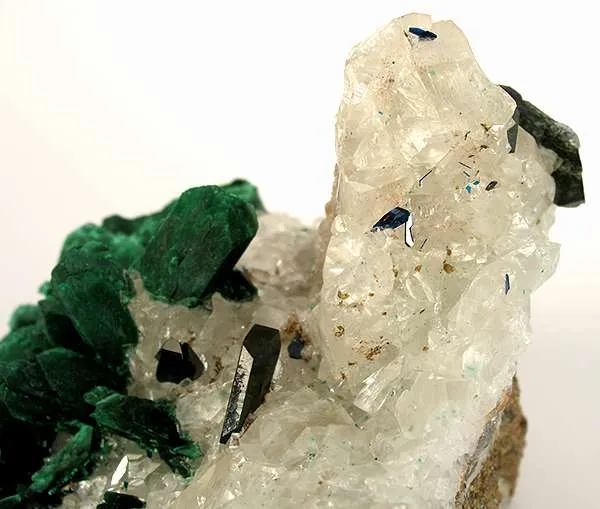 Malachite Ps. Azurite on Calcite - image 2