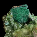 Malachite ps. Azurite on Cuprian Smithsonite - image 1