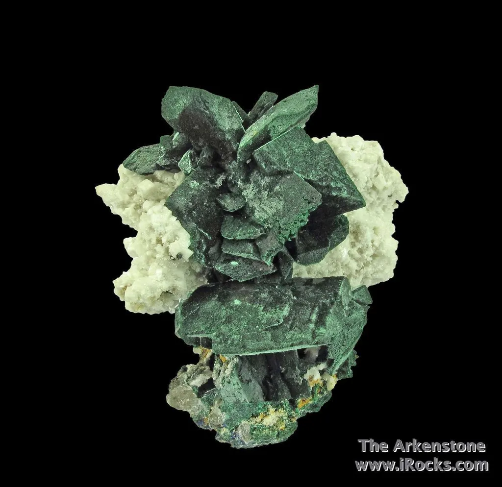 Malachite ps. Azurite on Dolomite (fl) with Cerussite - image 2