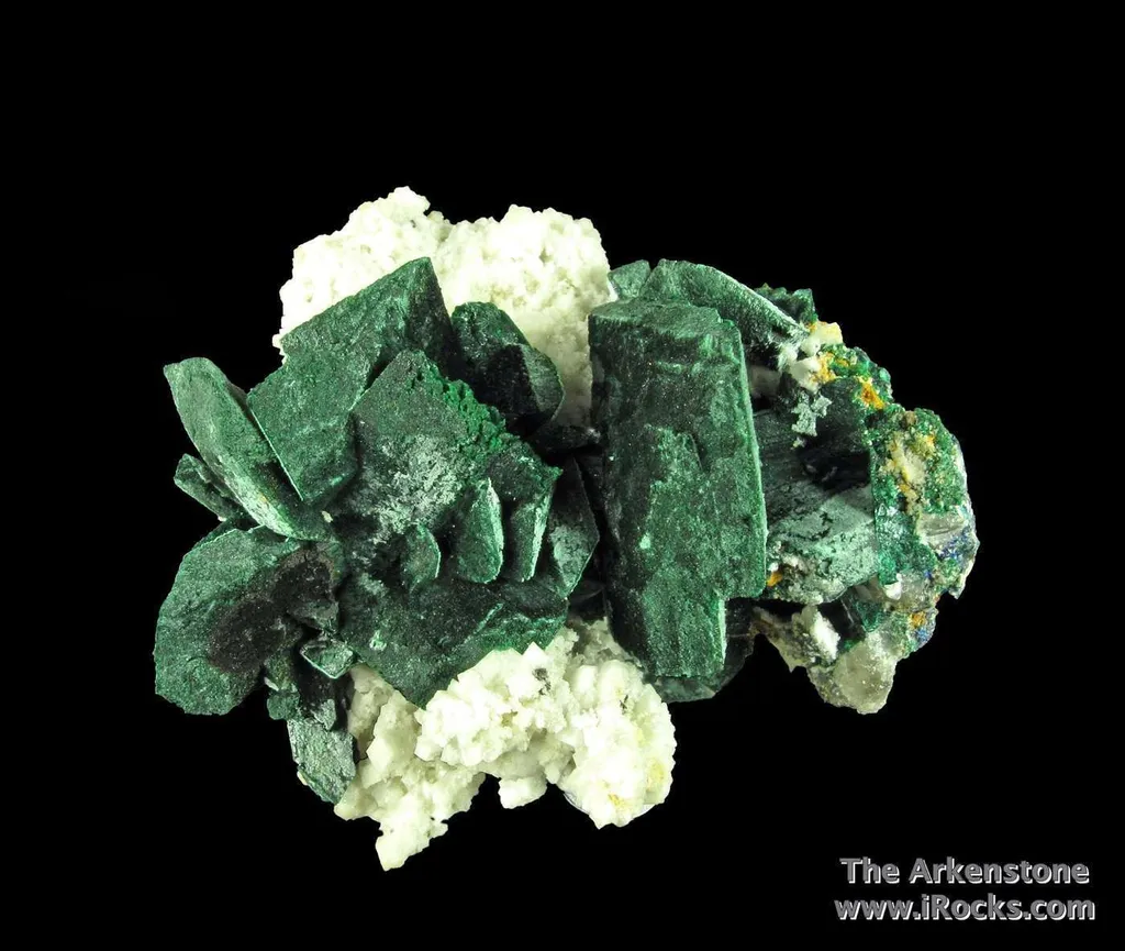 Malachite ps. Azurite on Dolomite (fl) with Cerussite image