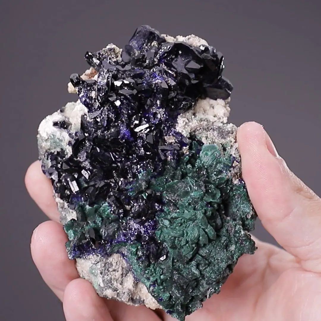 Malachite Pseudomorph After Azurite with Azurite - image 2