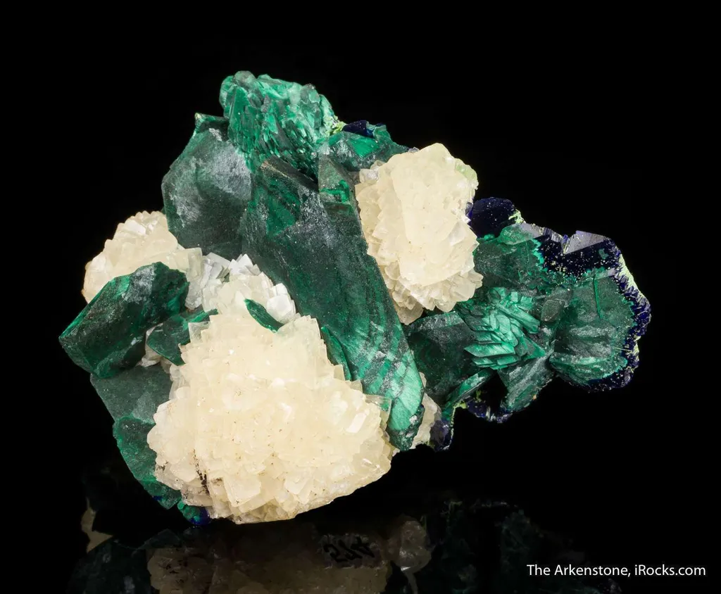 Malachite Pseudomorph after Azurite, with Calcite - image 2
