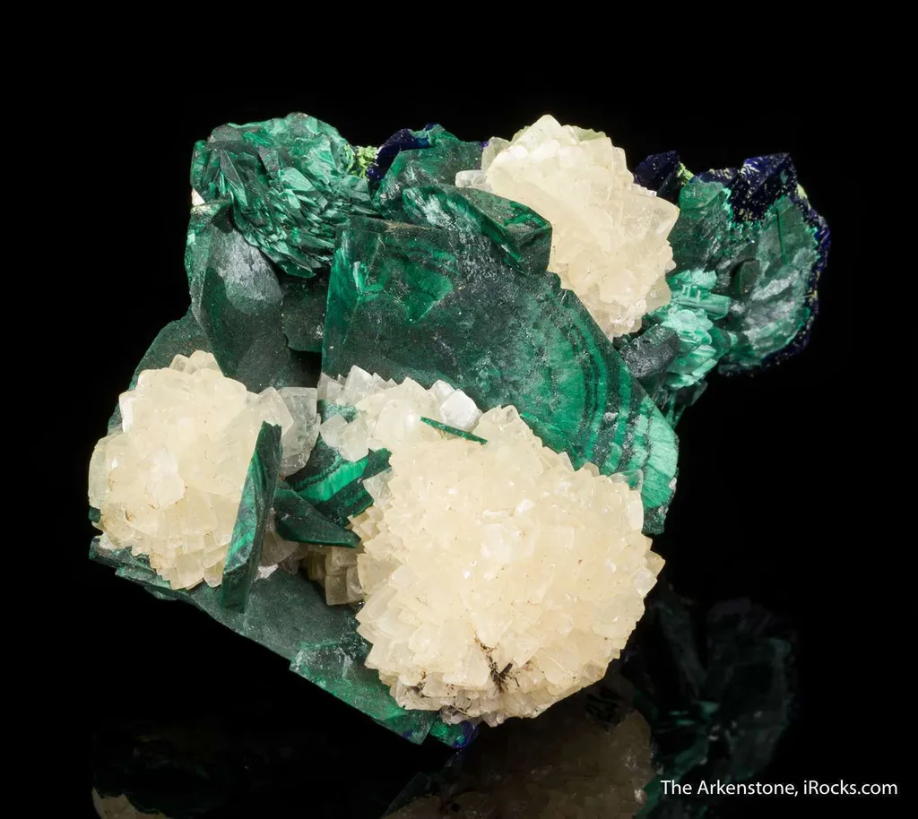Malachite Pseudomorph after Azurite, with Calcite - image 4