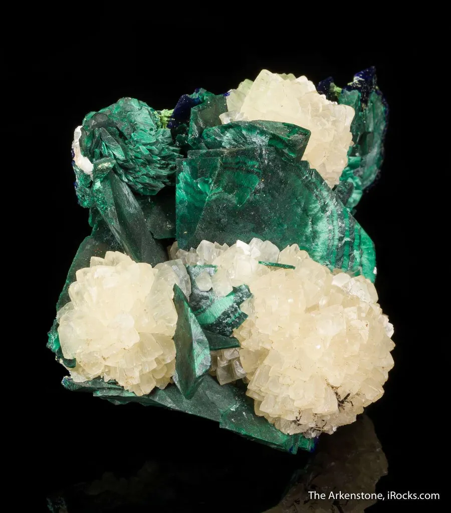 Malachite Pseudomorph after Azurite, with Calcite - image 5