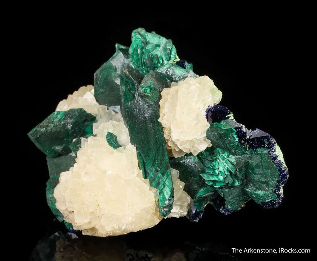 Malachite Pseudomorph after Azurite, with Calcite - image 3