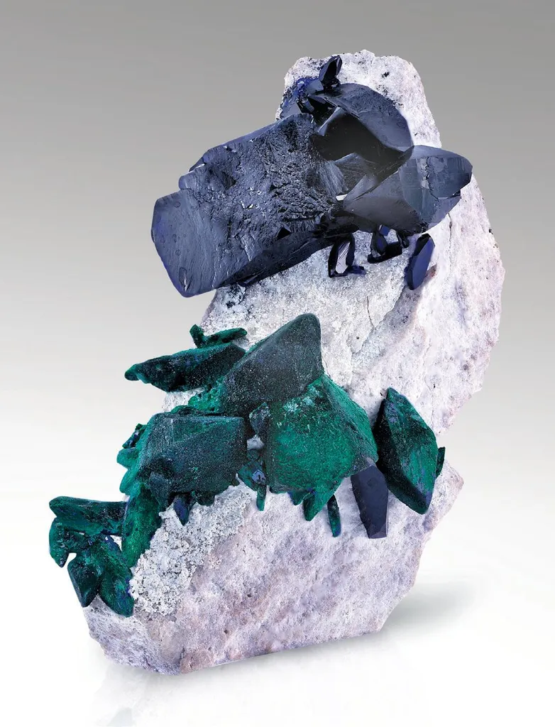 Malachite pseudomorphs after Azurite, Azurite image