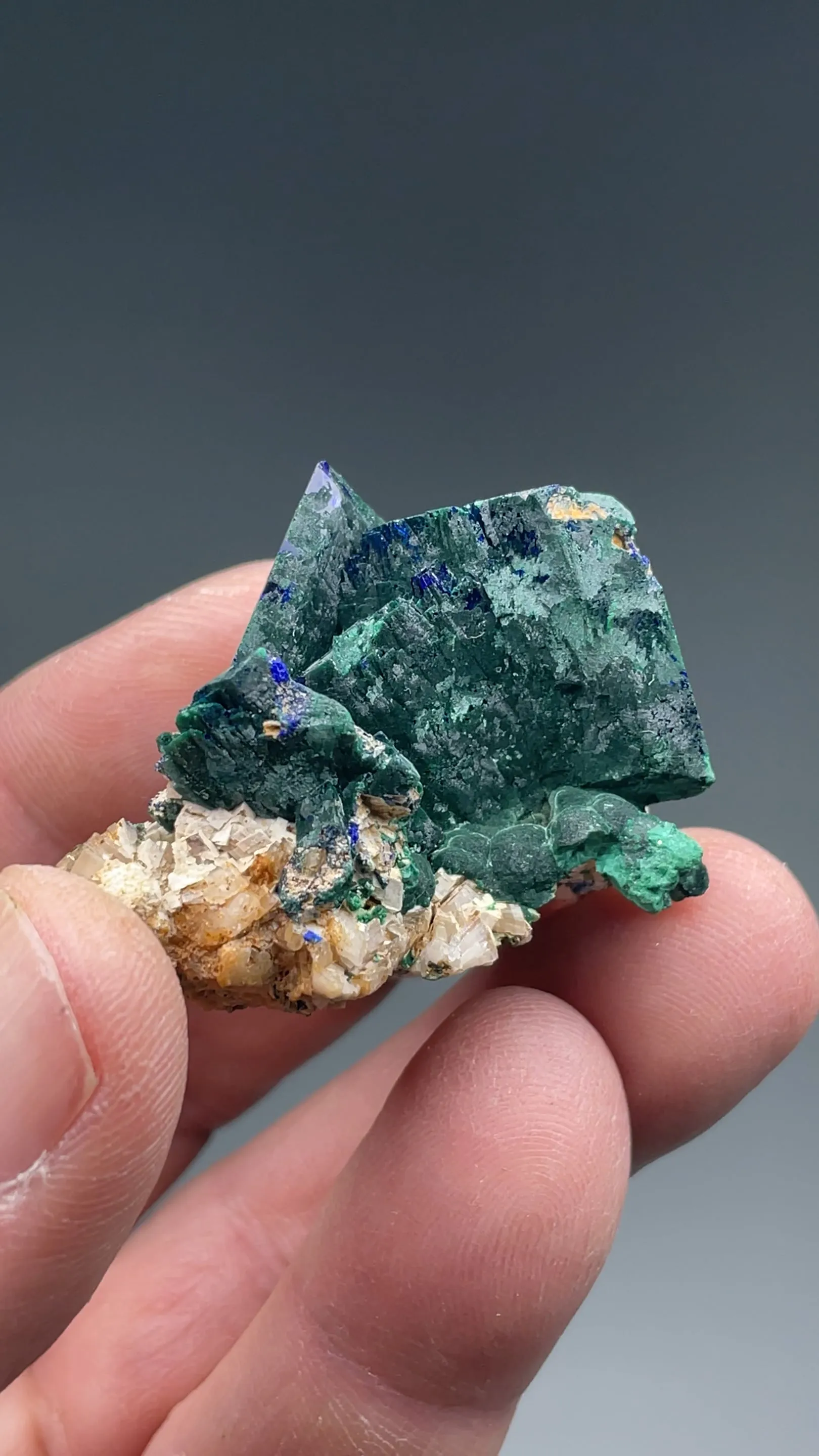 Malachite replacing Azurite with Dolomite - image 2