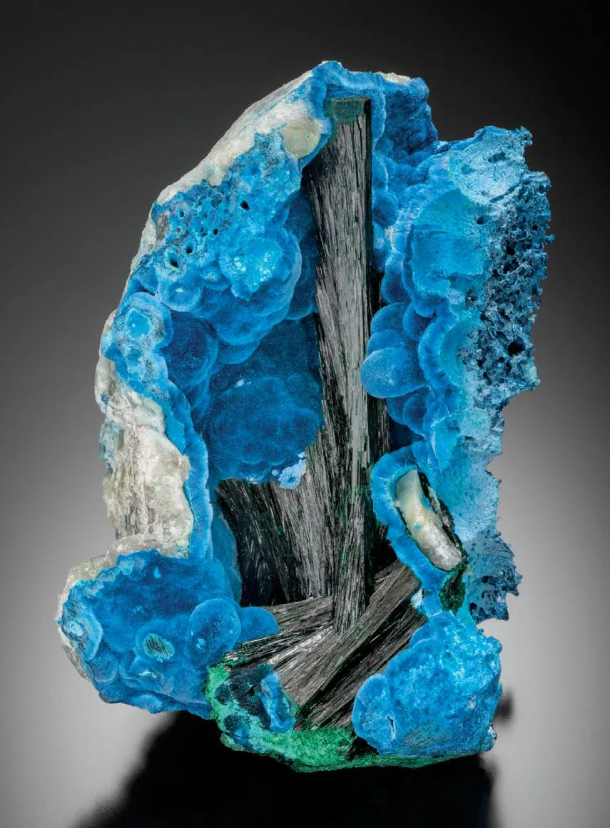 Malachite, Shattuckite, Quartz - image 1