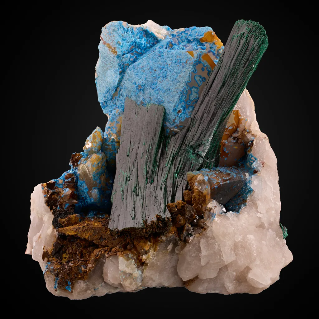 Malachite, Shattuckite, Quartz image