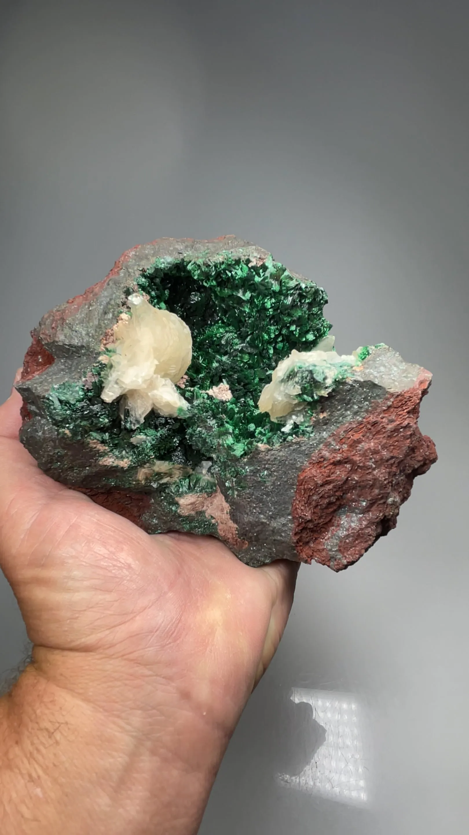 Malachite with Calcite, Quartz, Chalcocite, Goethite - image 2