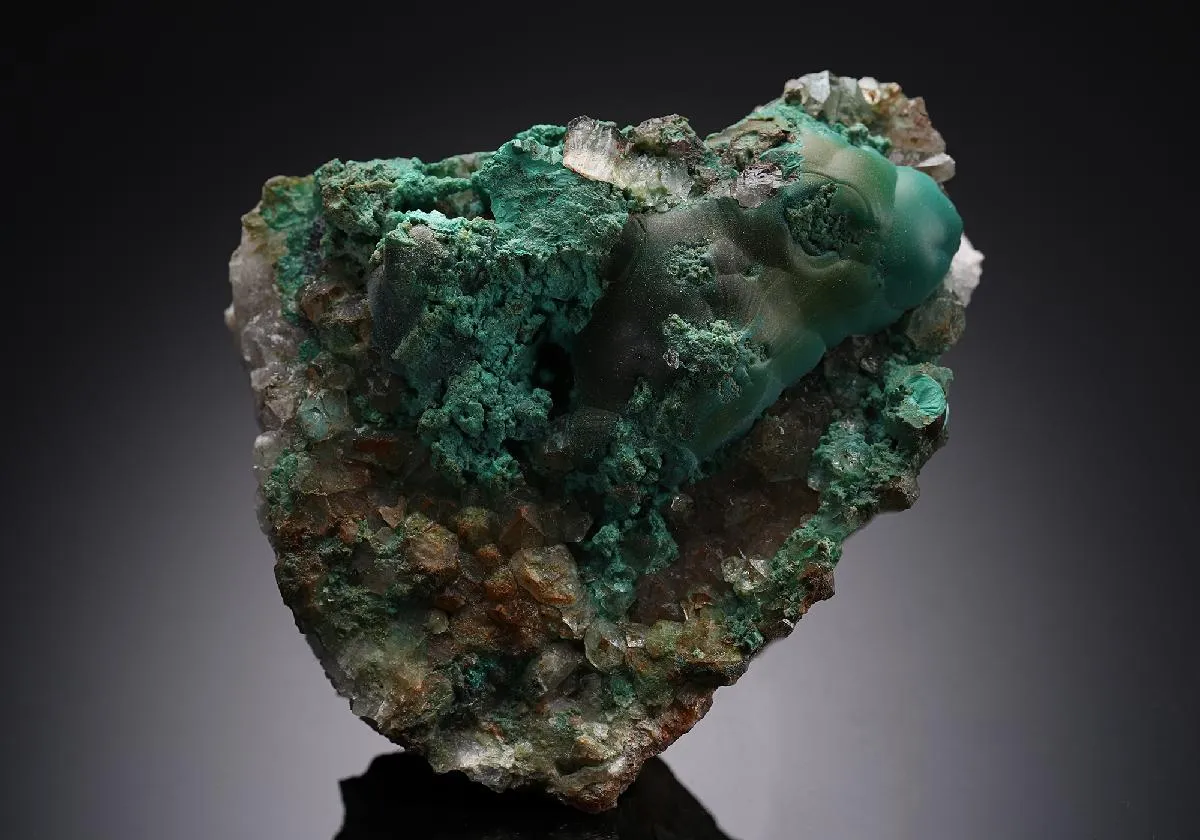 Malachite with Chrysocolla on Quartz - image 1
