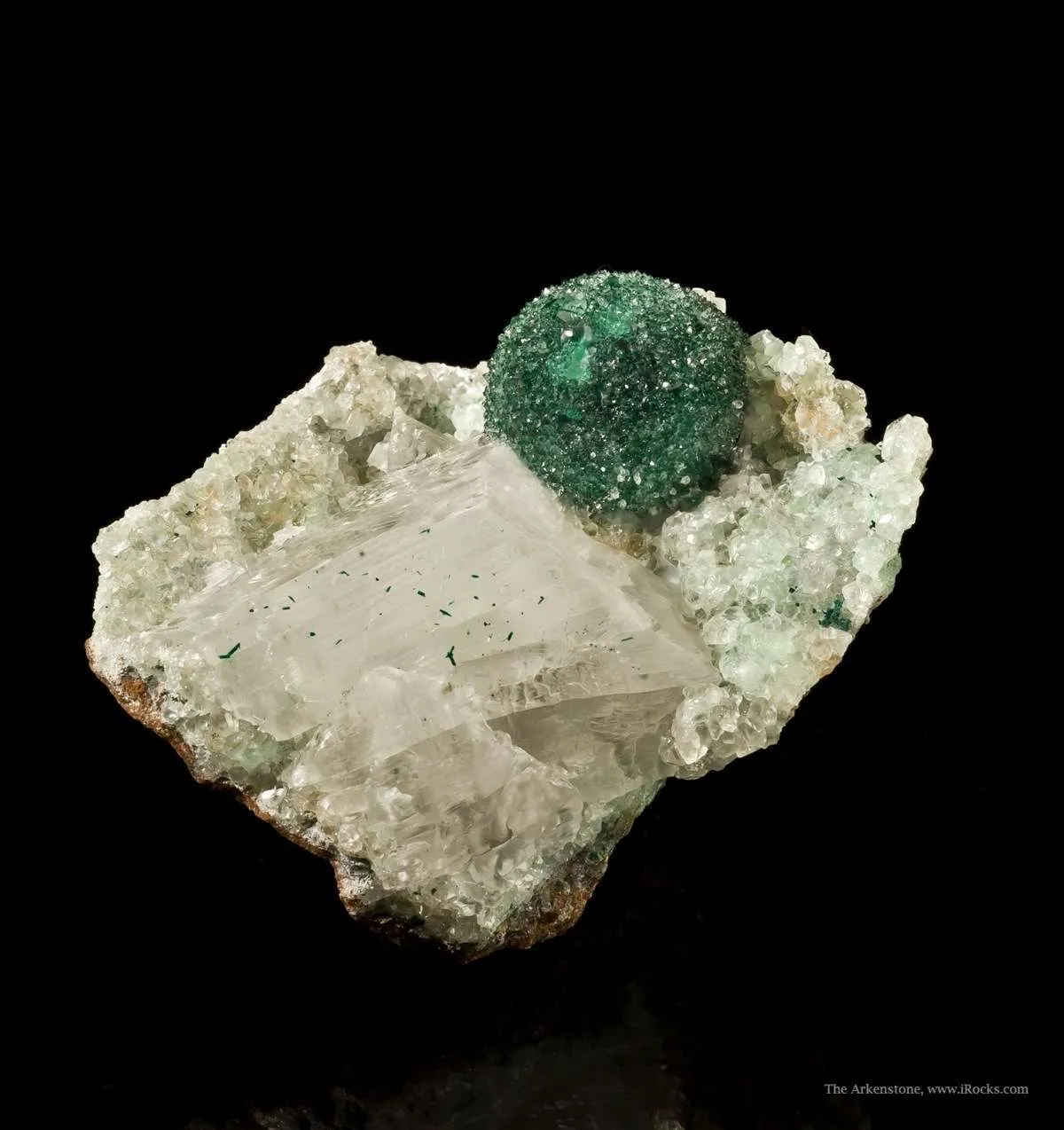 Malachite With Quartz on Selenite - image 4