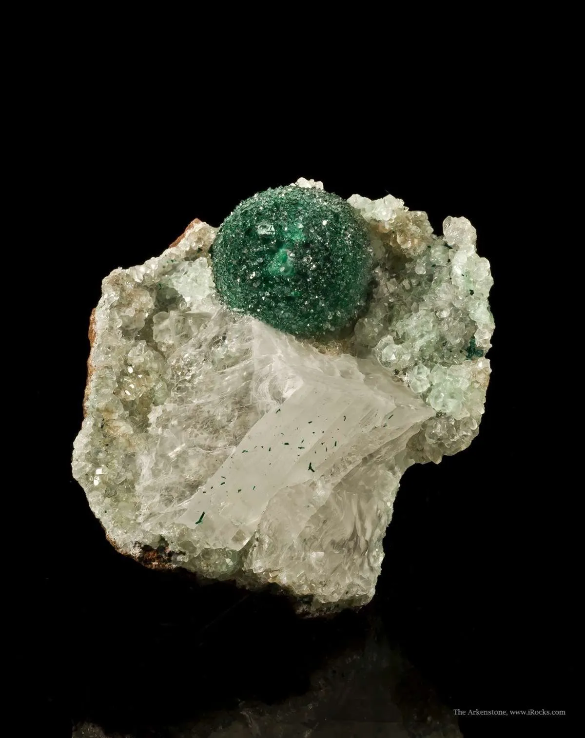 Malachite With Quartz on Selenite - image 3
