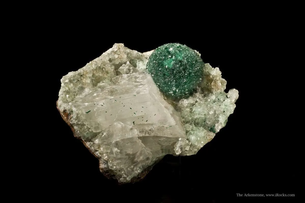 Malachite With Quartz on Selenite - image 2