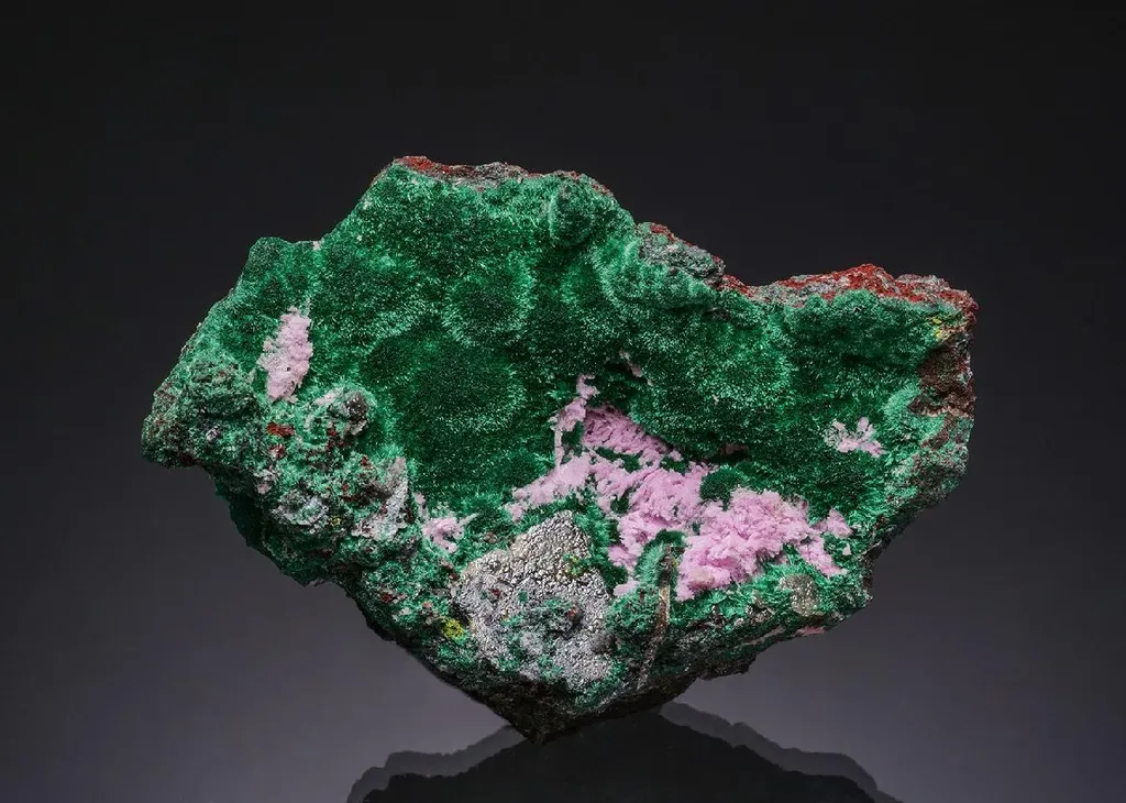 Malachite with Wulfenite and Cobaltoan Dolomite image