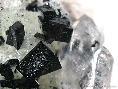 Manganbabingtonite on Prehnite and Quartz - image 2