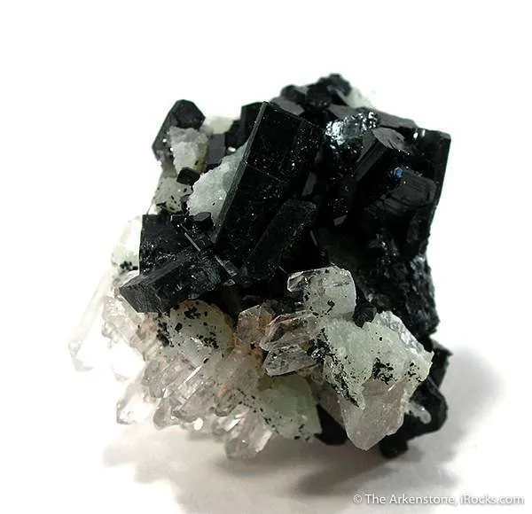 Manganbabingtonite With Prehnite and Quartz image